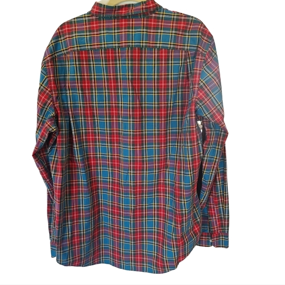 Lands End Men's Plaid Button Down Dress Shirt XXL NWT Red & Blue - Picture 2 of 5